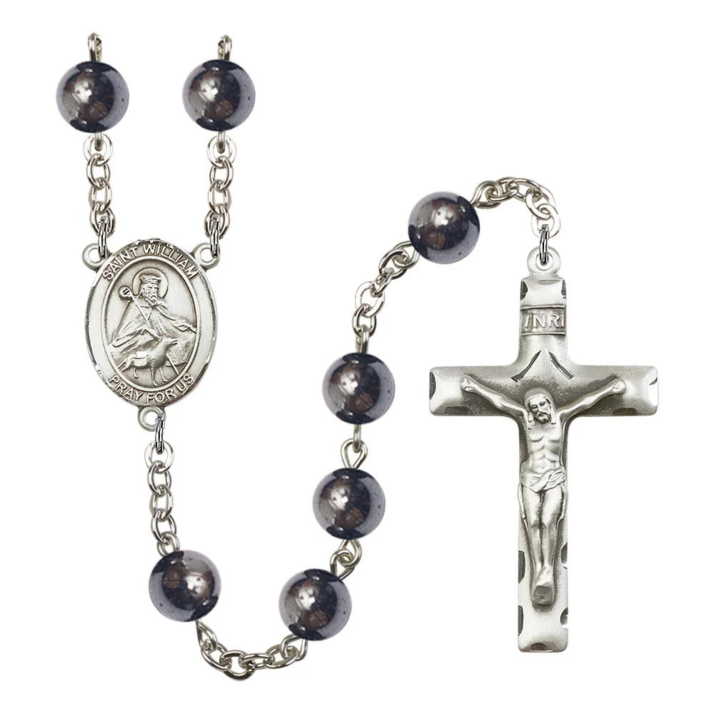 St. William Of Rochester 8mm Hematite Rosary
