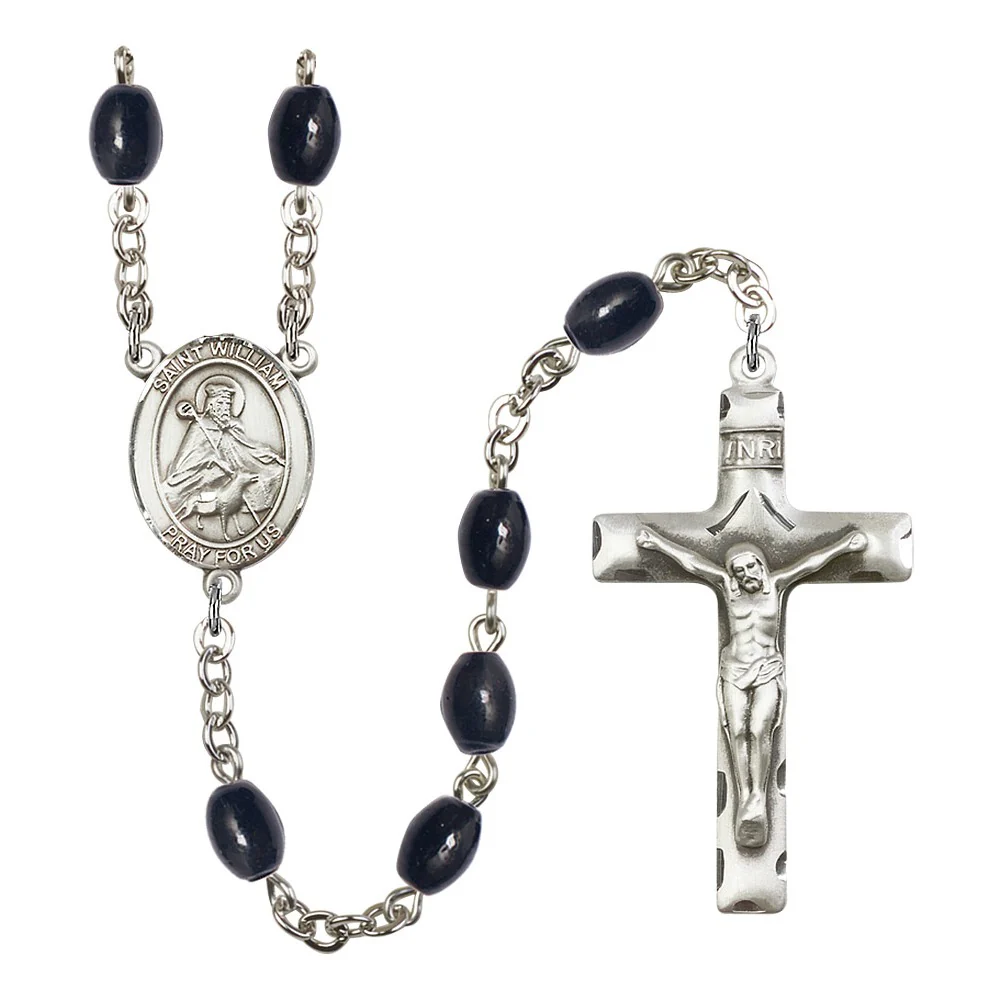 St. William Of Rochester 8X6mm Black Onyx Rosary