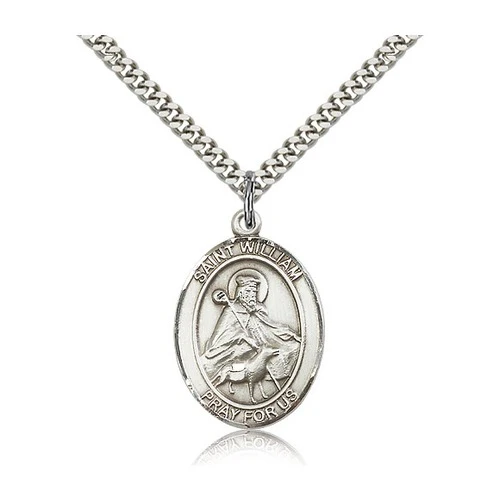 St. William of Rochester Pendant with Chain, Bliss, Sterling Silver
