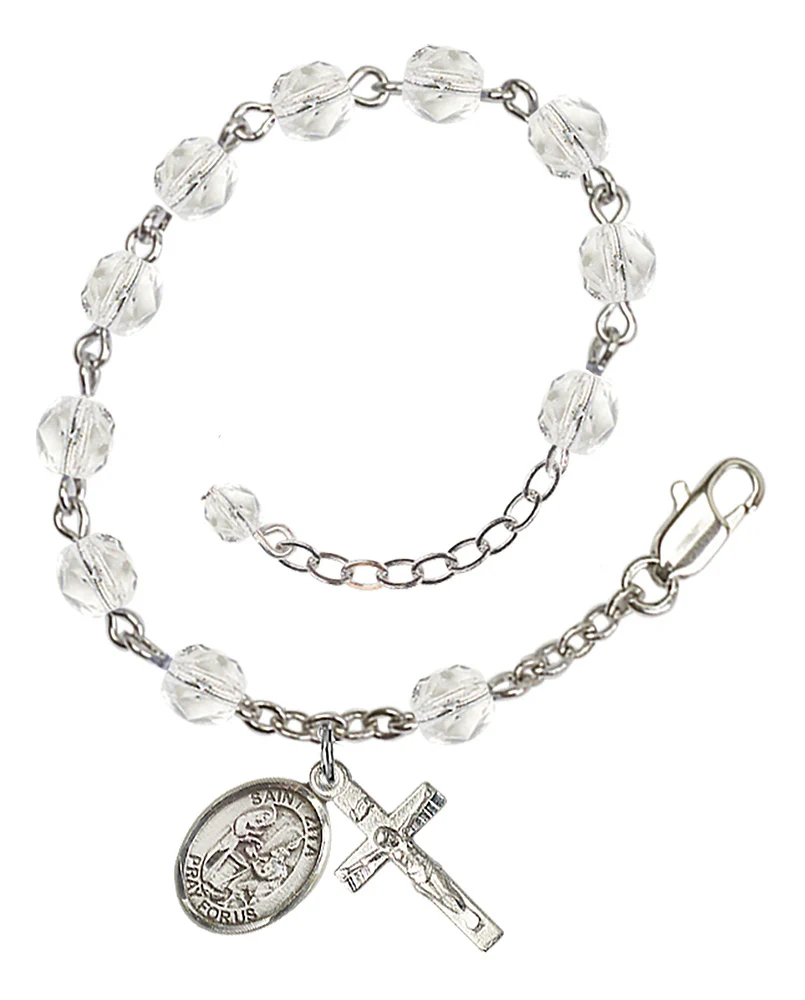 St. Zita Crystal April Rosary Bracelet 6mm