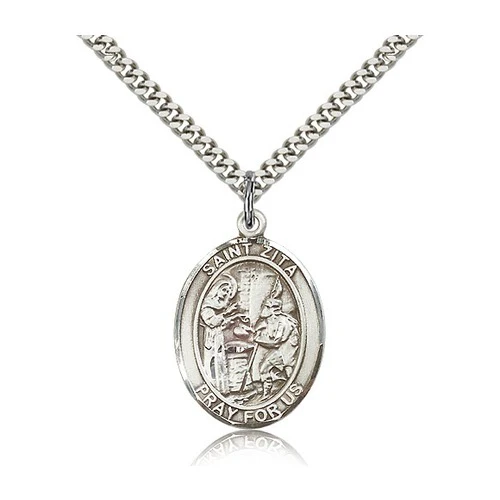 St. Zita Pendant with Chain, Bliss, Sterling Silver