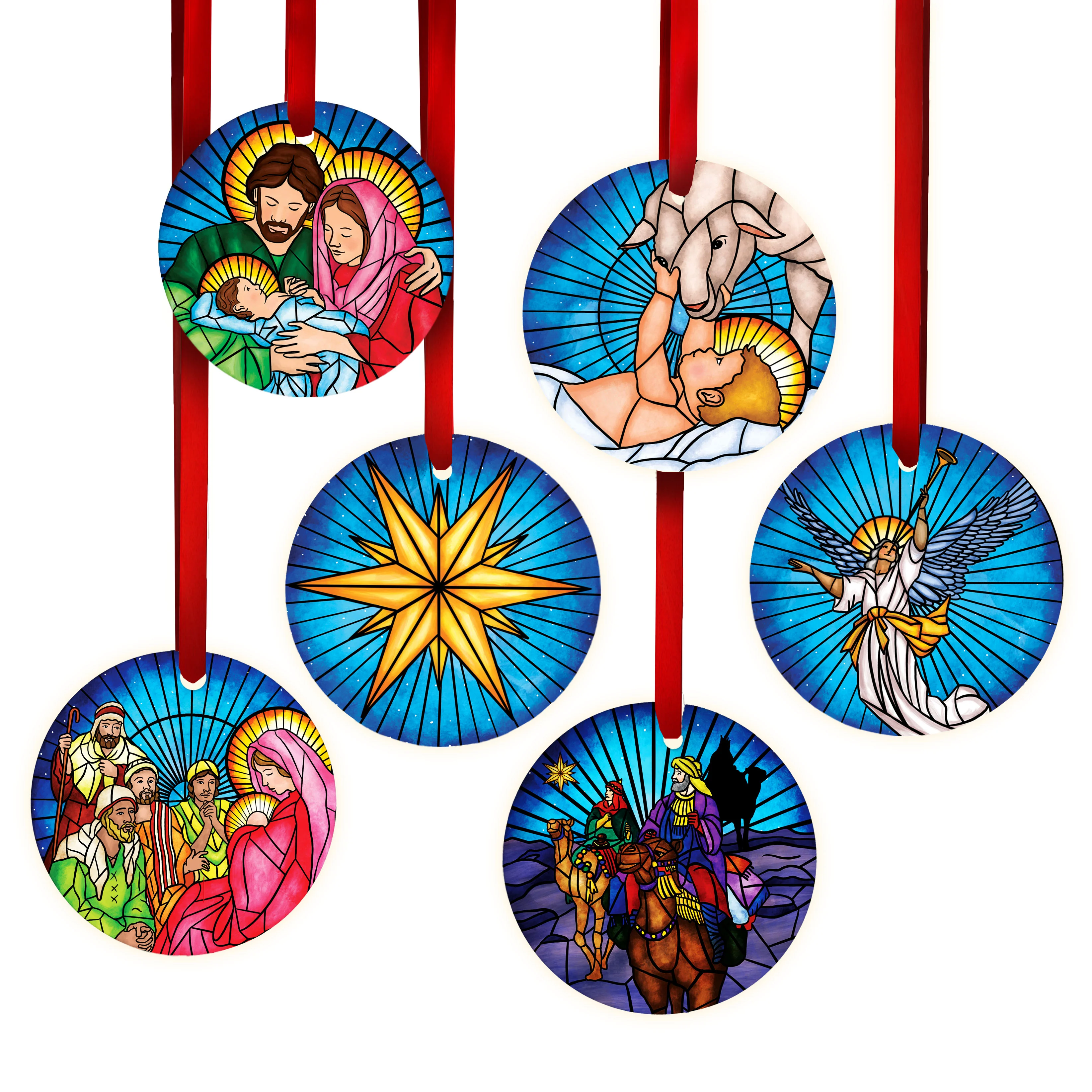 Stained Glass Nativity Ornaments - Set of 6 - Image 2