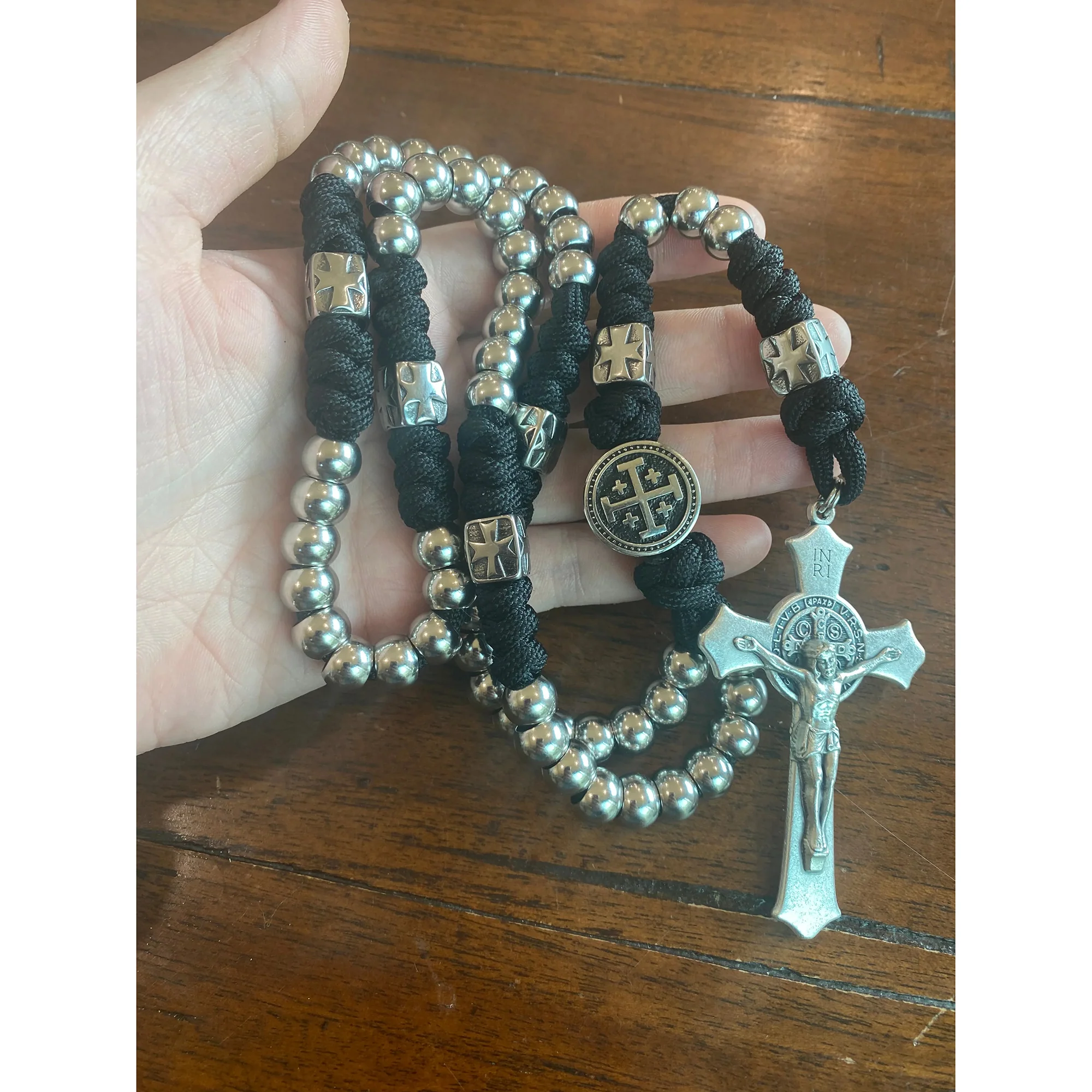Stainless Steel Jerusalem Cross & St. Benedict Rosary - Image 9