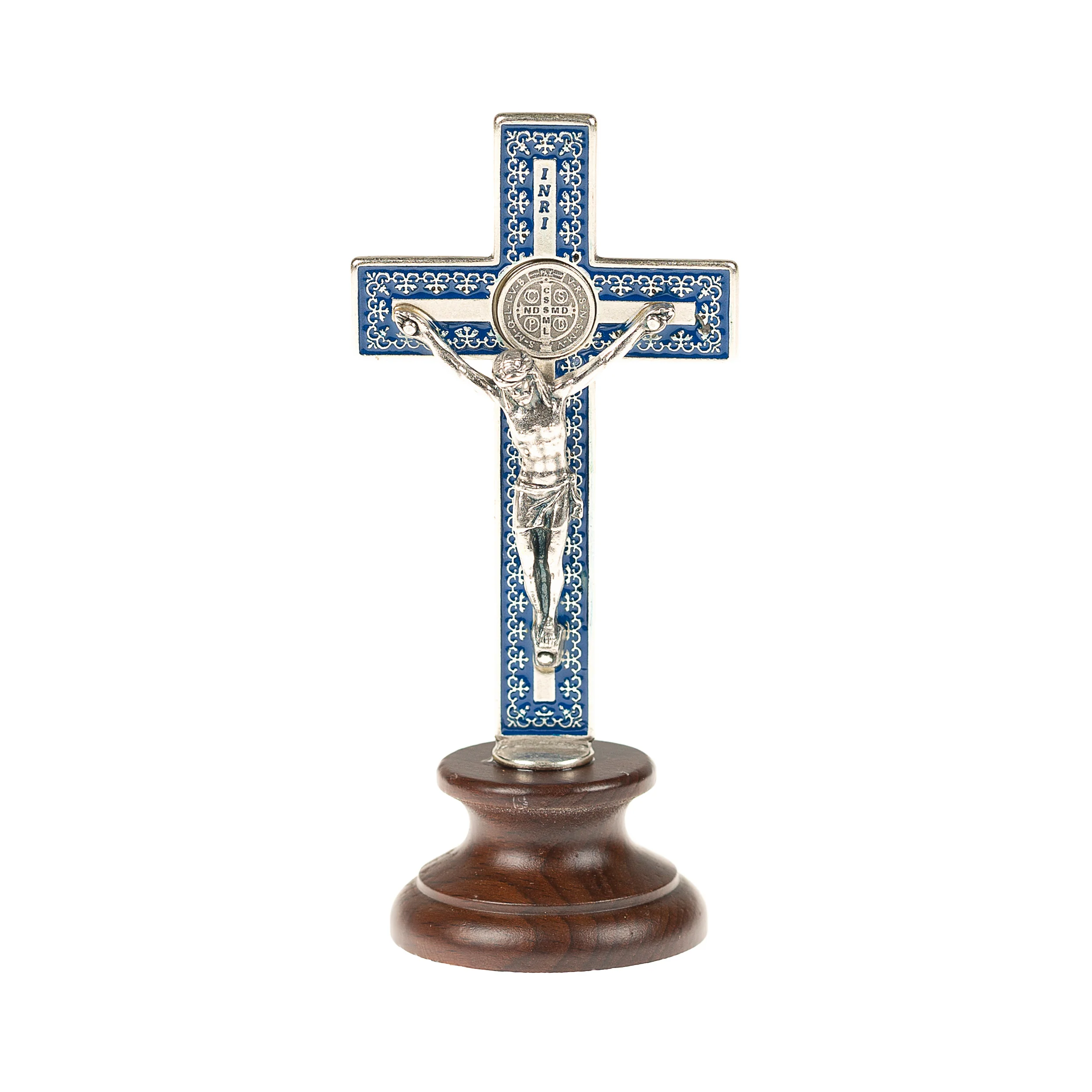 Standing Blue St. Benedict Crucifix - 3.75" - Image 2