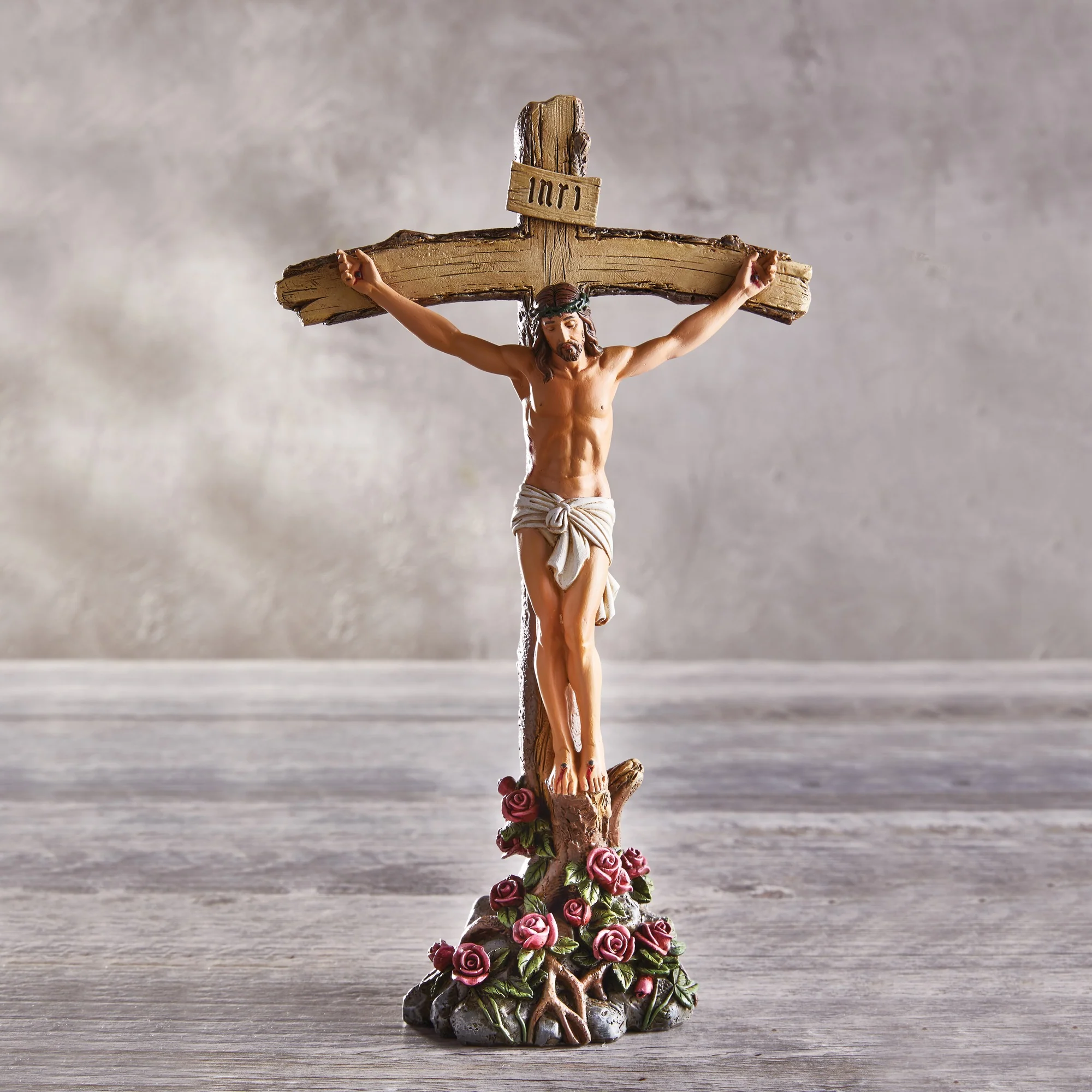 Standing Crucifix With Roses, 11" - Image 3