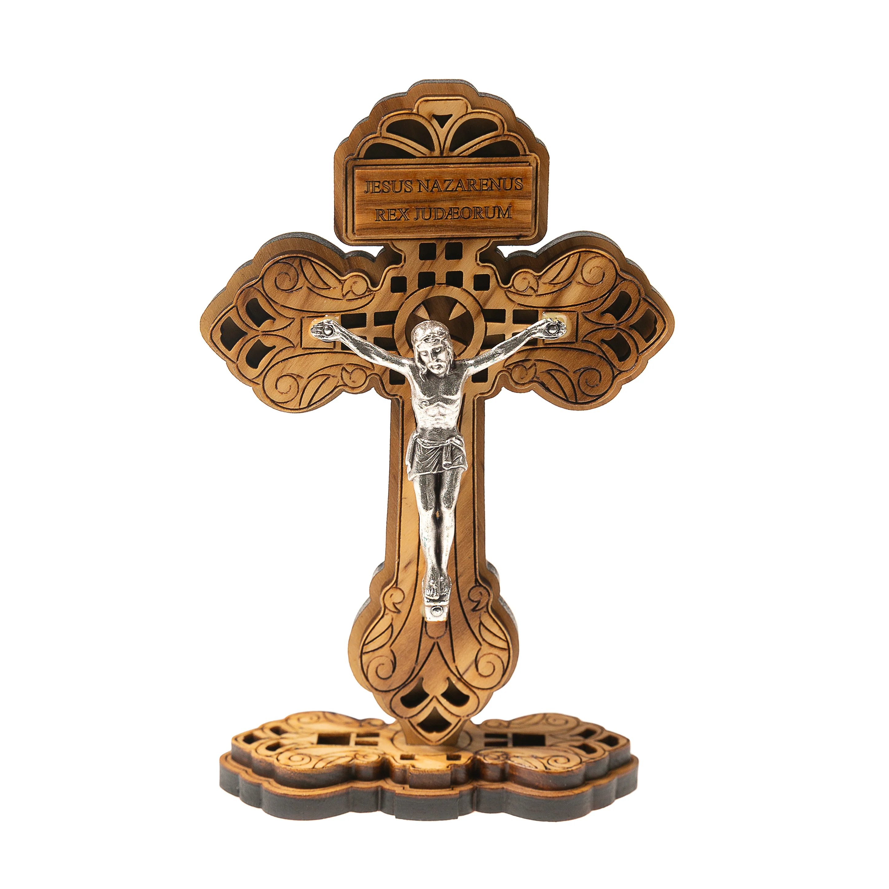 Standing Olive Wood Pardon Crucifix - 5" - Image 2