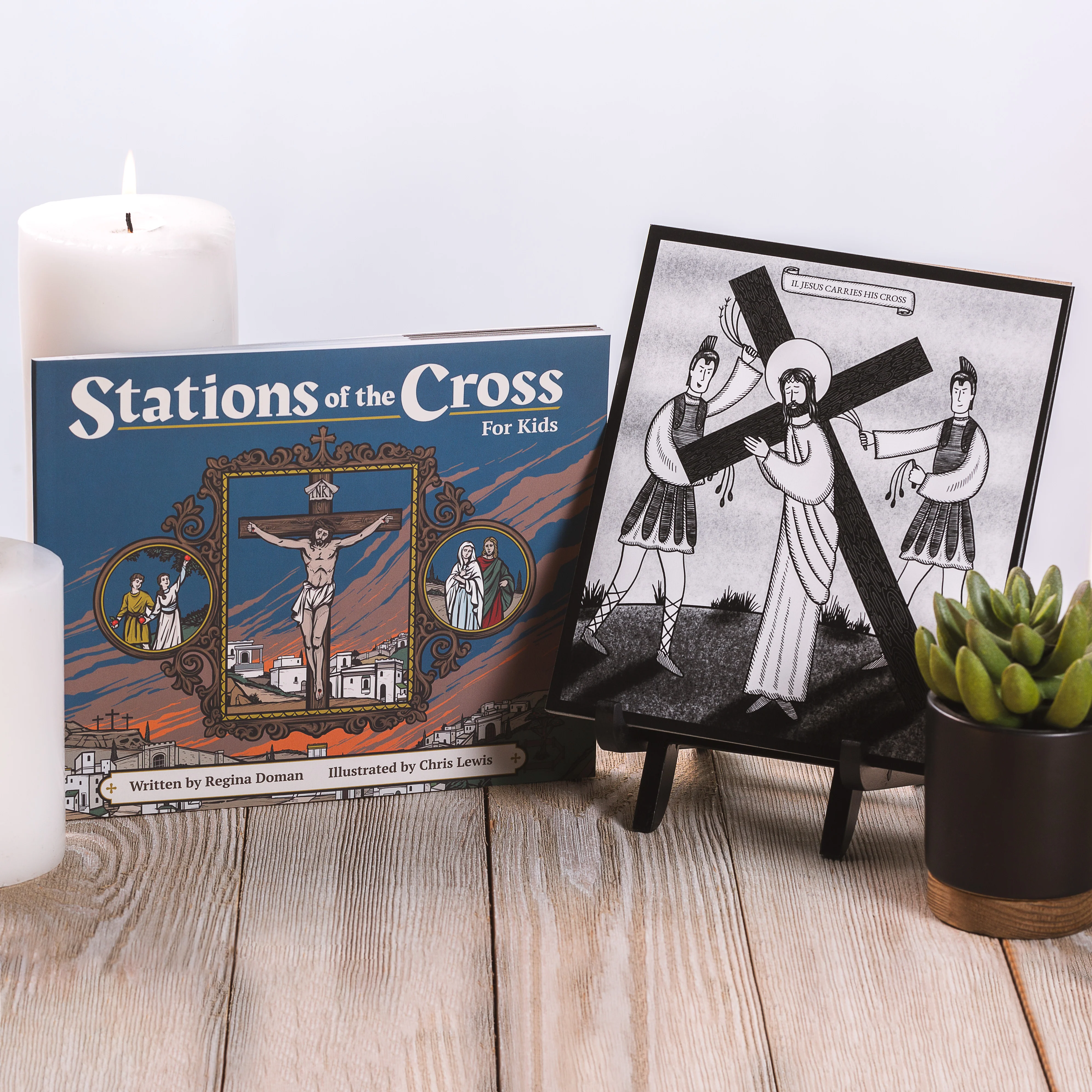 Stations of the Cross Cards and Easel Set & Stations of the Cross for Kids Book Gift Set