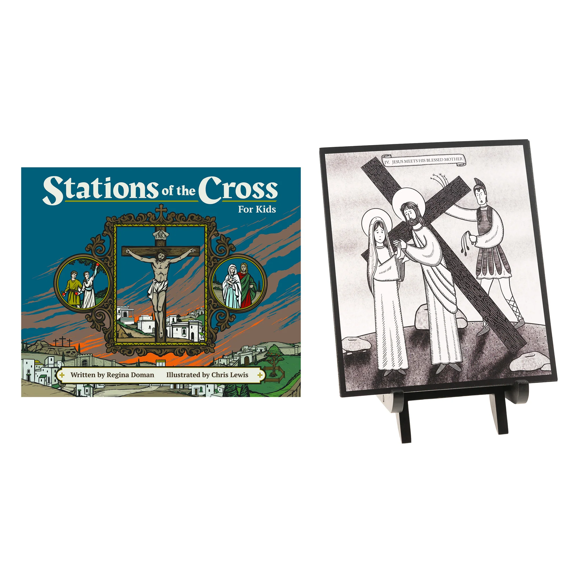 Stations of the Cross Cards and Easel Set & Stations of the Cross for Kids Book Gift Set - Image 2