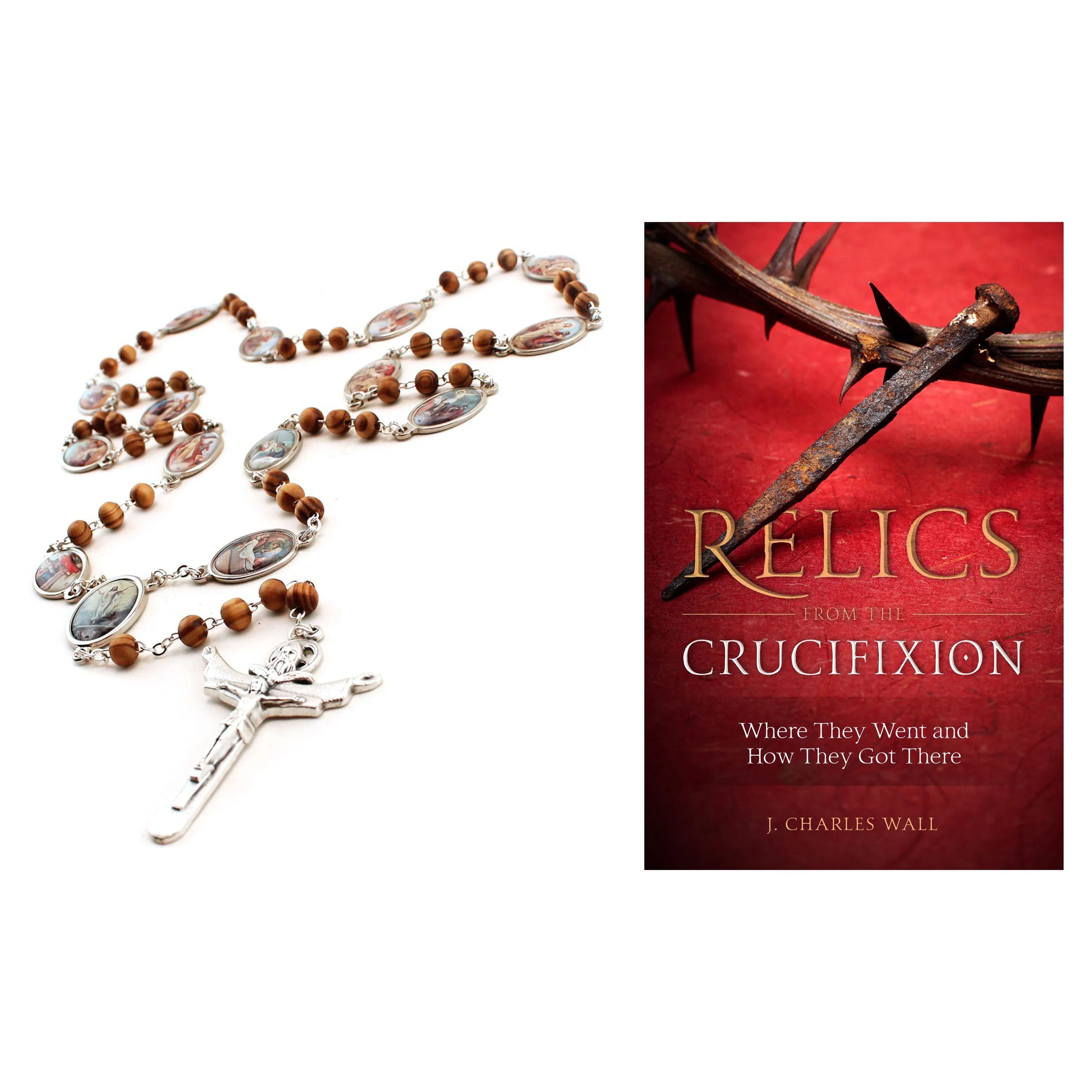 Stations of the Cross Rosary - Brown Wood & Relics from the Crucifixion - Where They Went and How They Got There (2 Gift Set) - Image 2