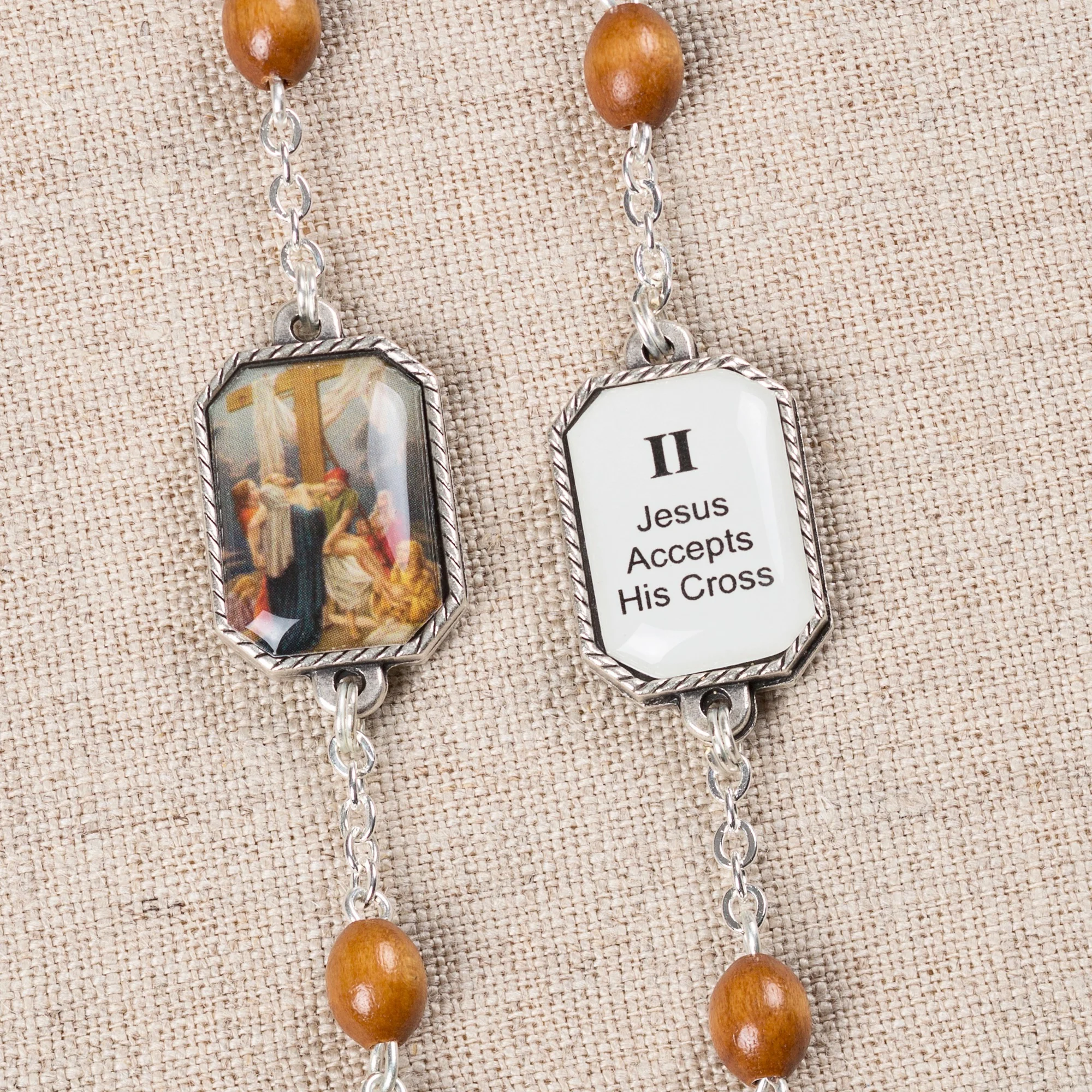 Stations of the Cross Silver Plated Rosary - Image 2