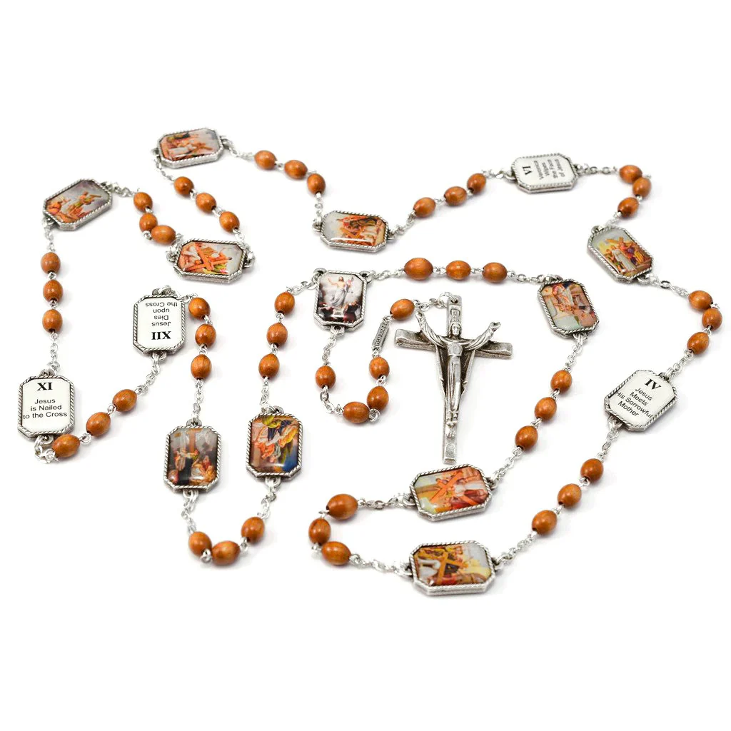 Stations of the Cross Silver Plated Rosary - Image 4