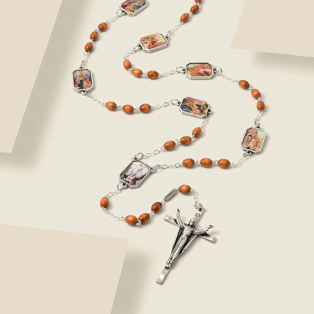 Stations of the Cross Silver Plated Rosary - Image 7