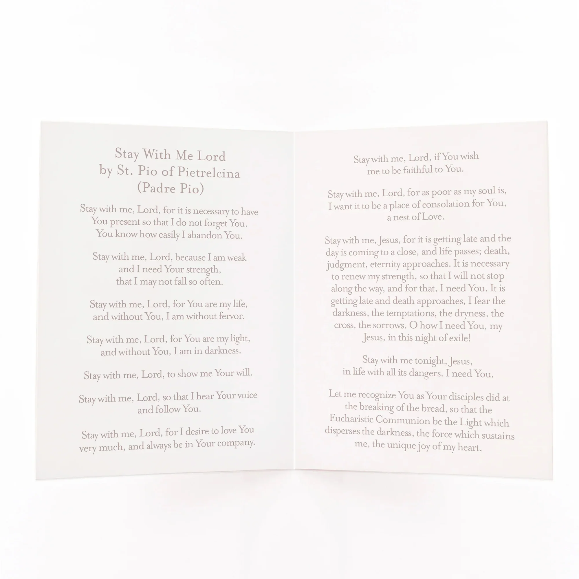 Stay With Me Lord Eucharist Folded Prayer Card - Image 3