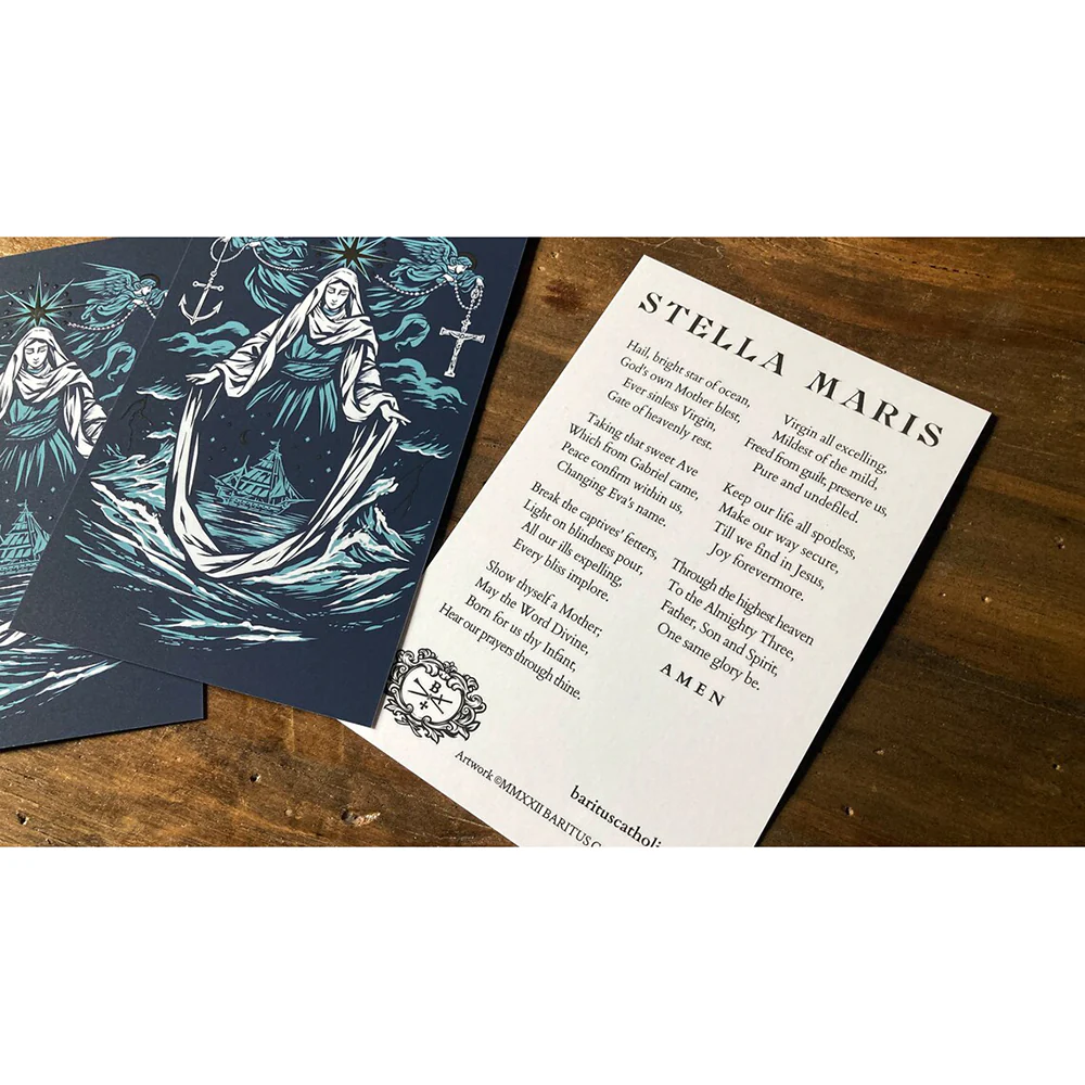 Stella Maris Silver Foiled Prayer Card - Image 2