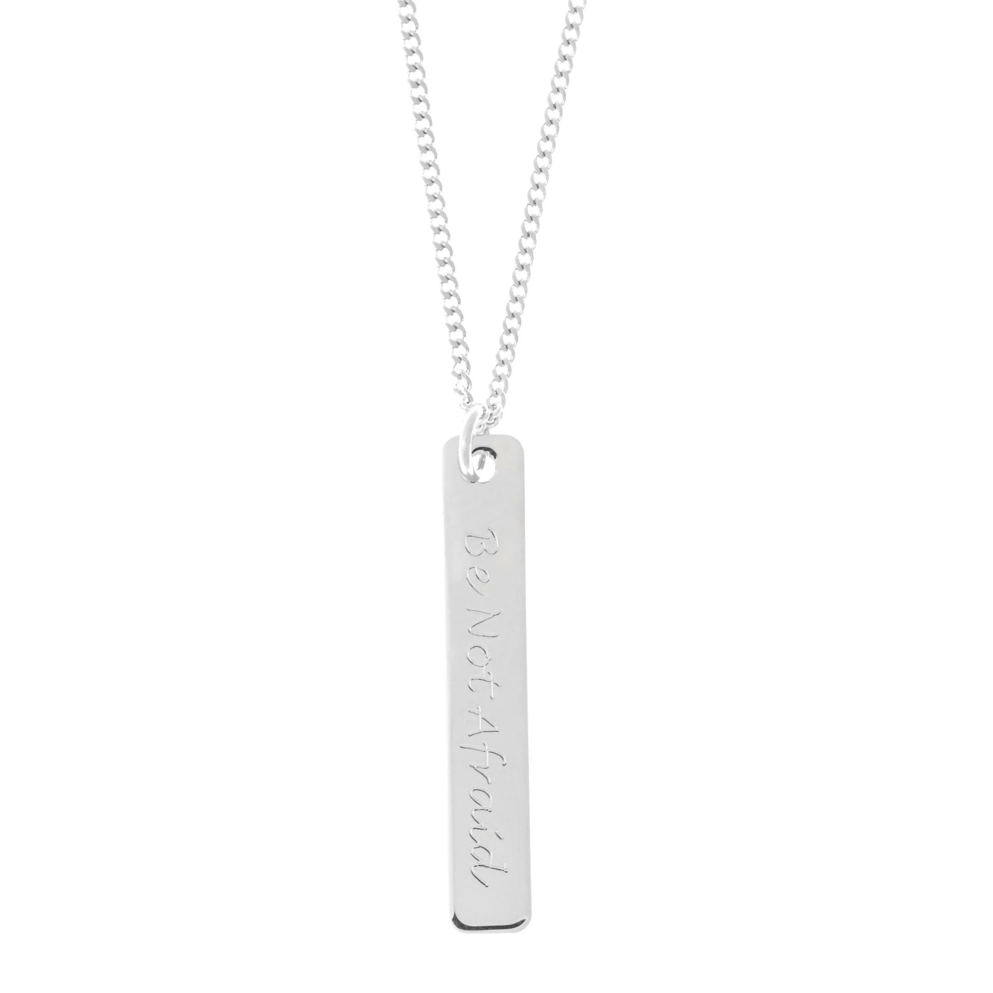 Sterling Be Not Afraid Bar Necklace