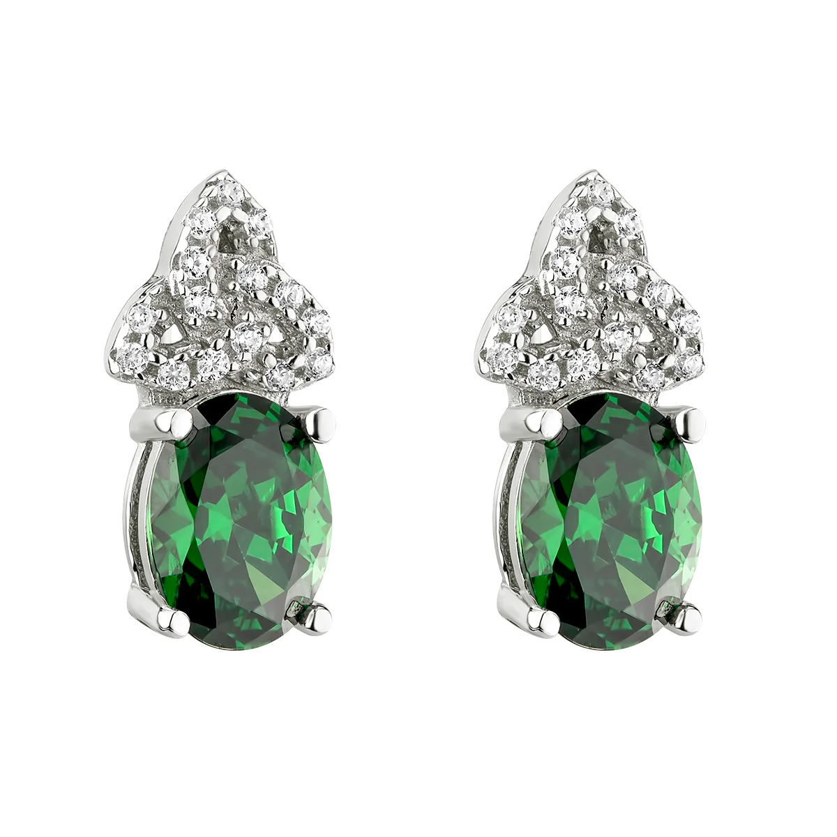 Sterling & Cubic Zirconia Trinity Knot Jewelry - Necklace or Earrings - Image 2