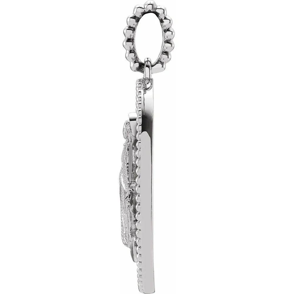 Sterling Enamel Miraculous Medal Pendant - White or Black - Image 2