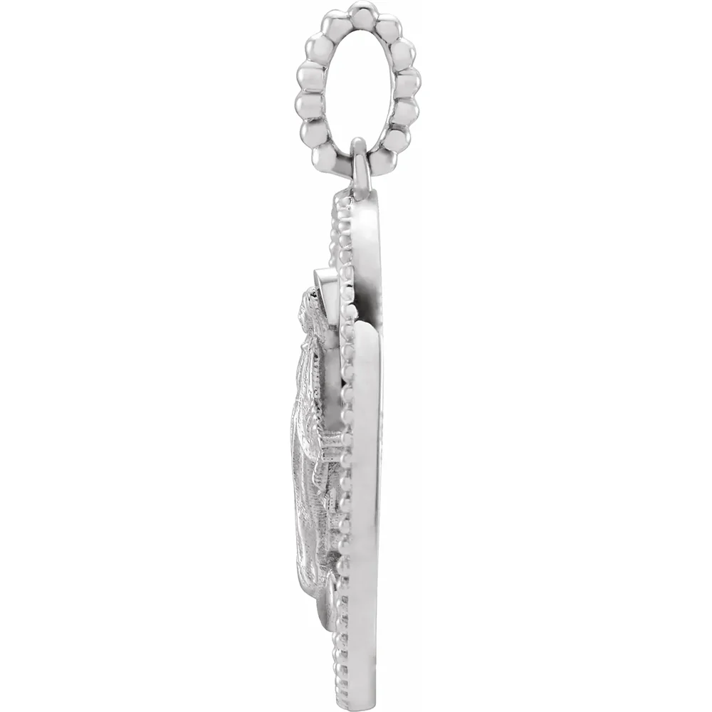 Sterling Enamel Miraculous Medal Pendant - White or Black - Image 4