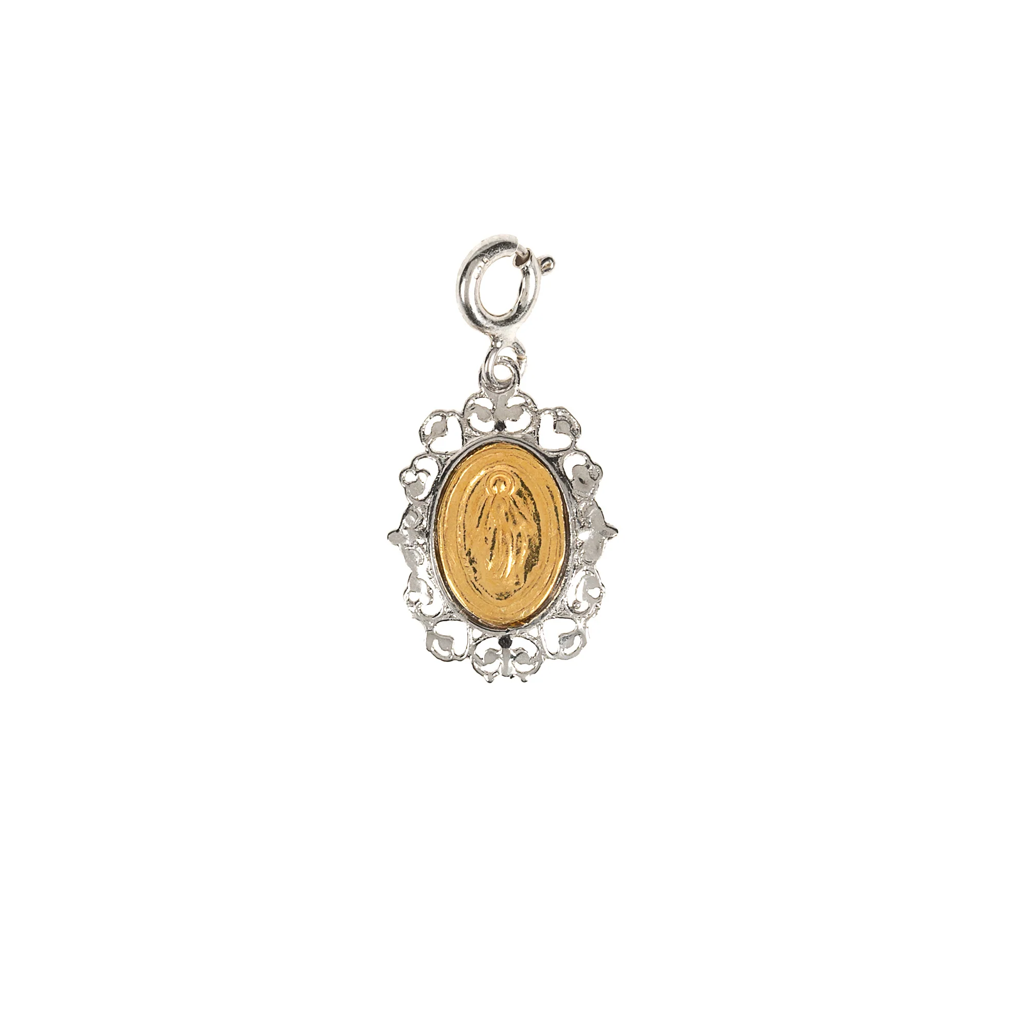Sterling & Gold Scalloped Miraculous Medal Clip Charm