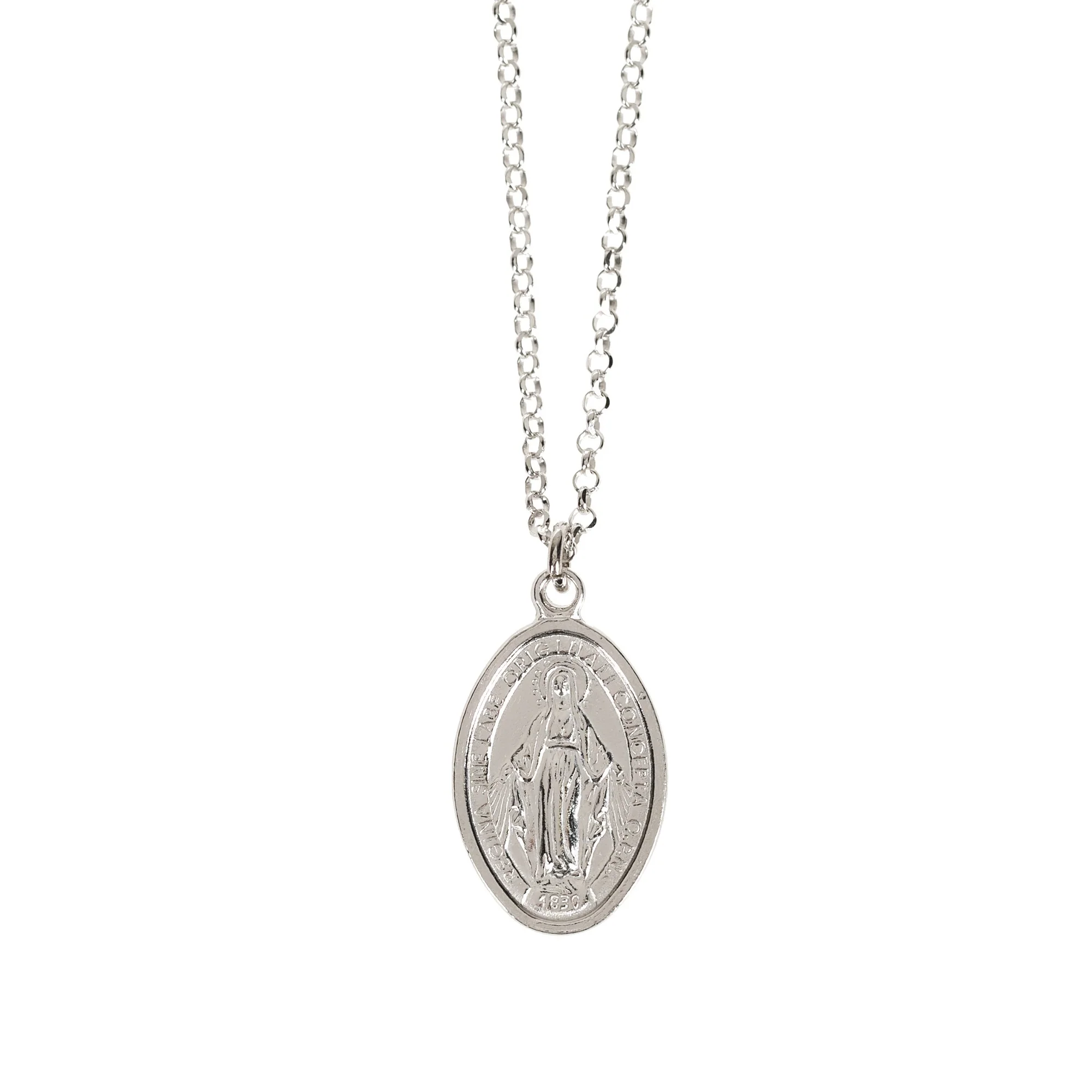 Sterling Italian Miraculous Medal Necklace - Image 3