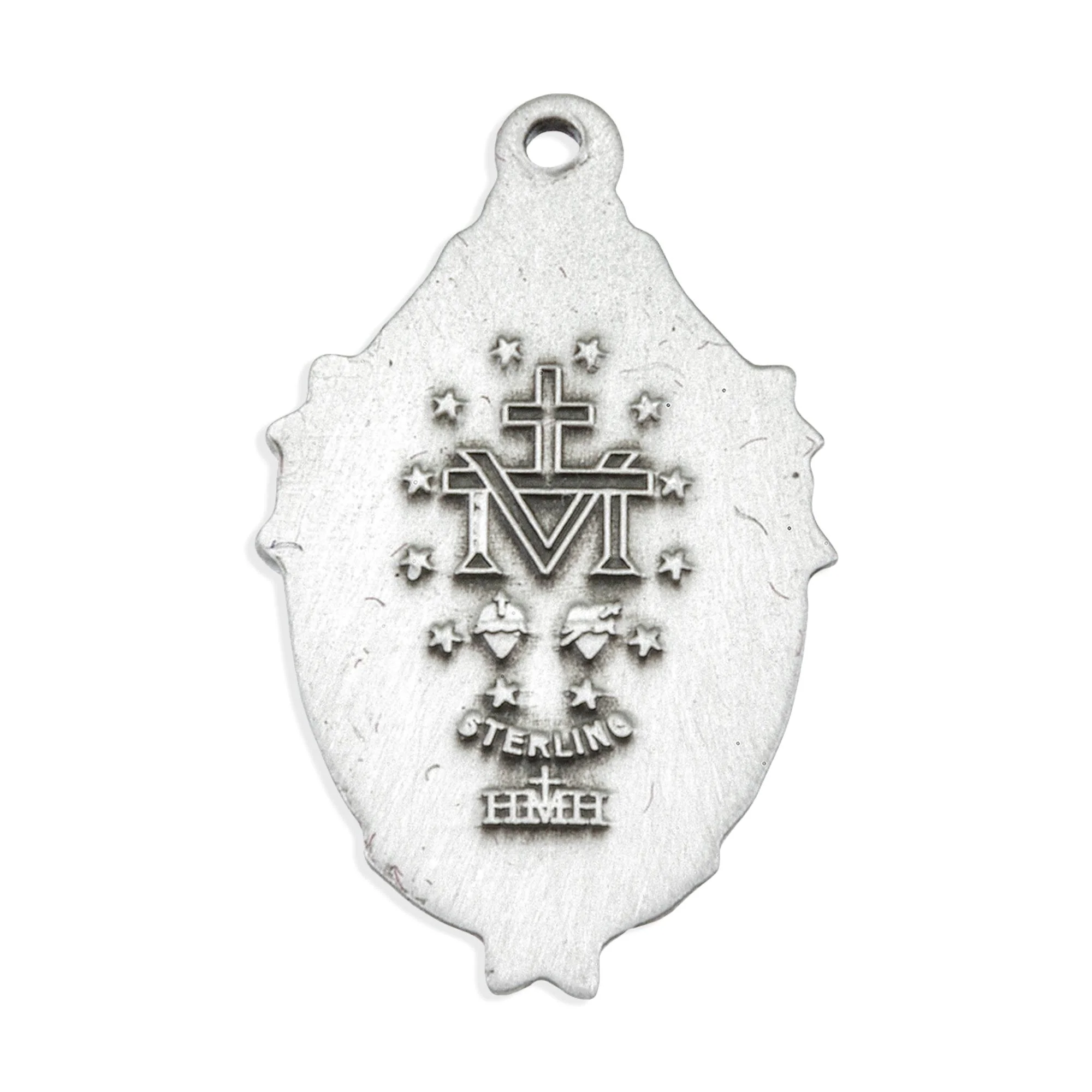 Sterling Jasmine Blossom Miraculous Medal Necklace - Image 3