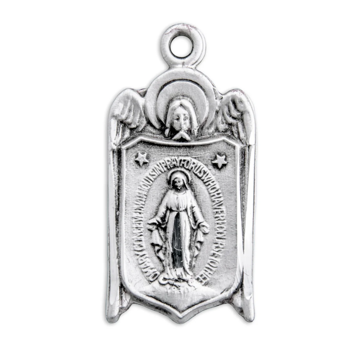Sterling Miraculous Medal Necklace w/ Guardian Angel - Image 3
