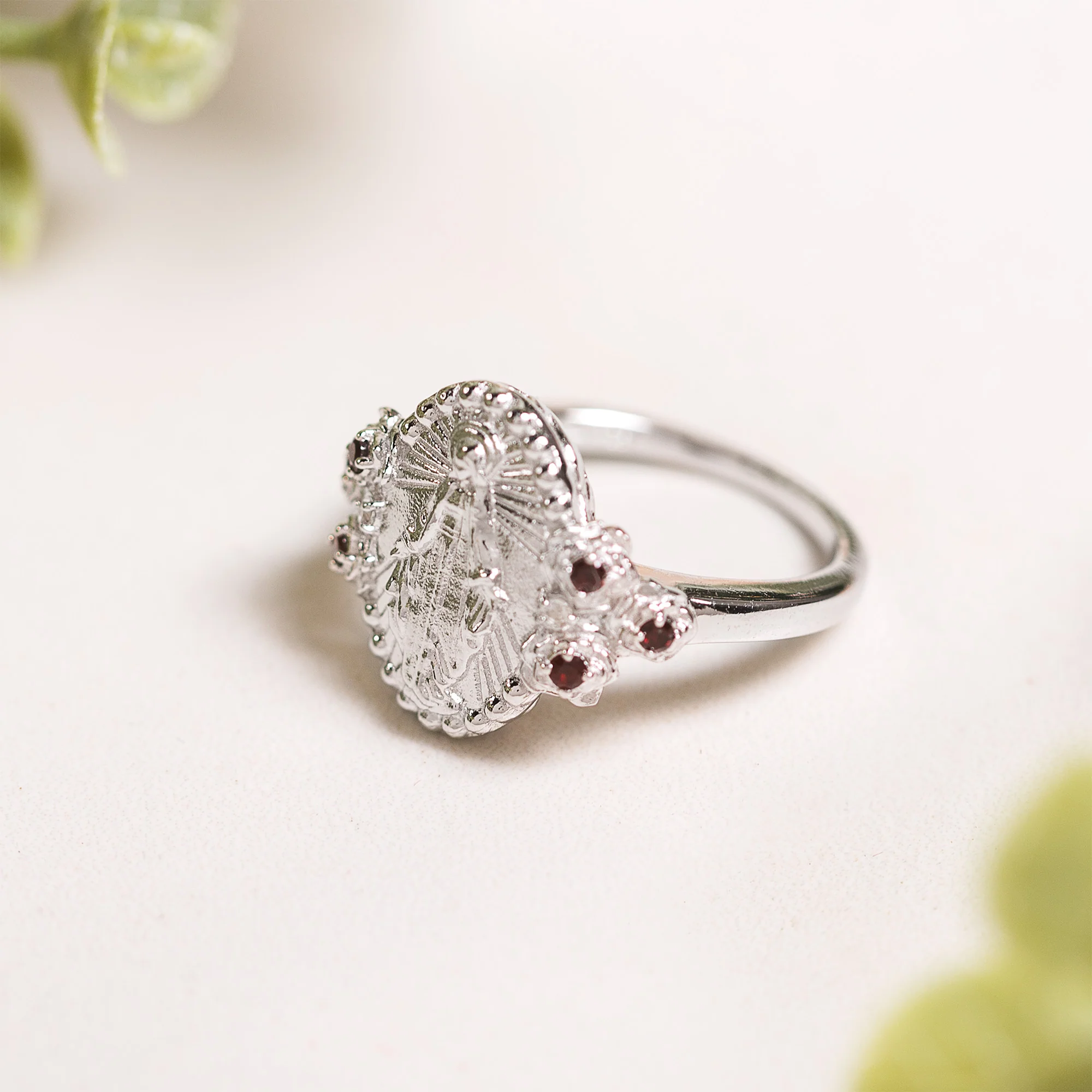 Sterling Miraculous Medal & Rose Accent Ring - Multiple Sizes - Image 2