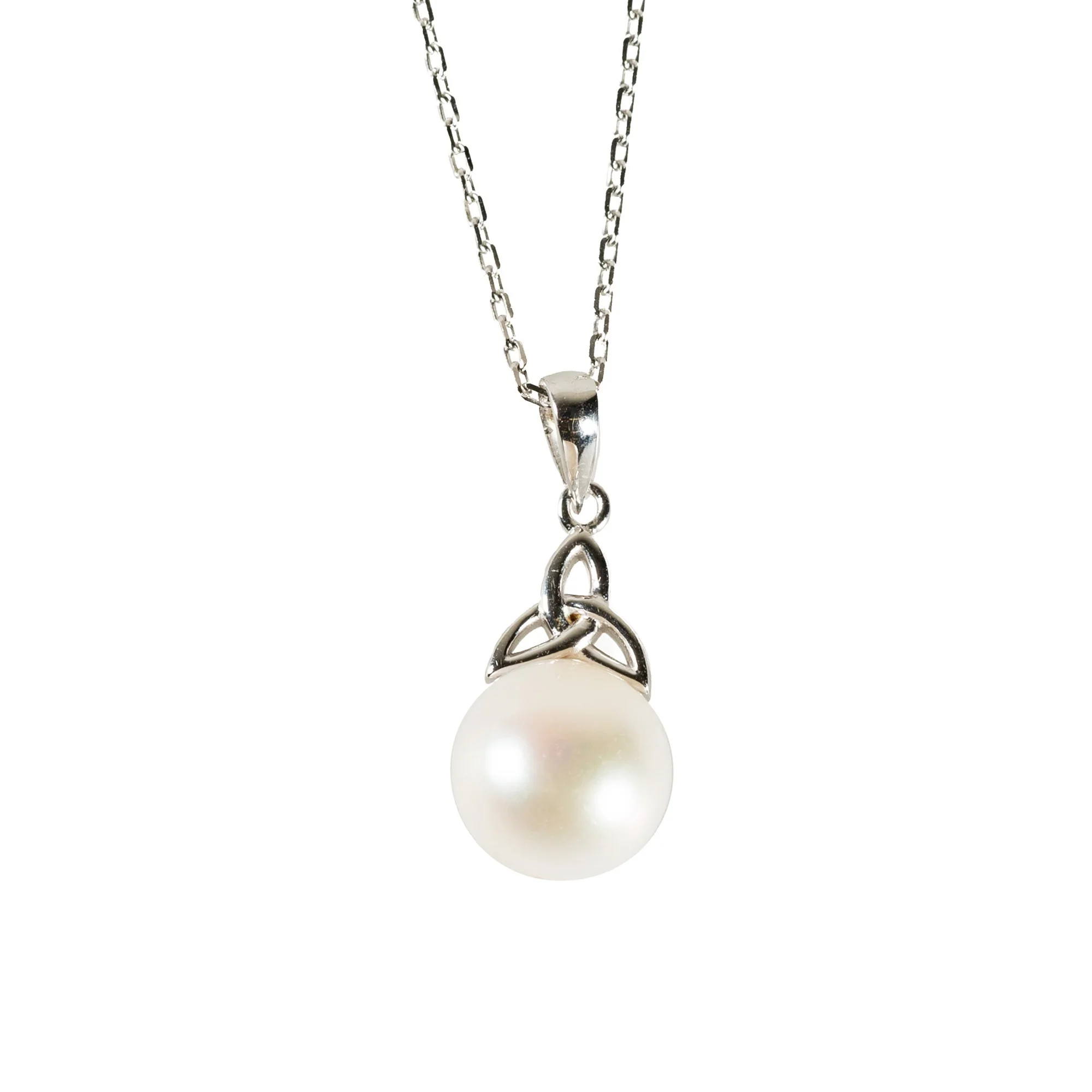 Sterling & Pearl Trinity Knot Necklace - Image 3