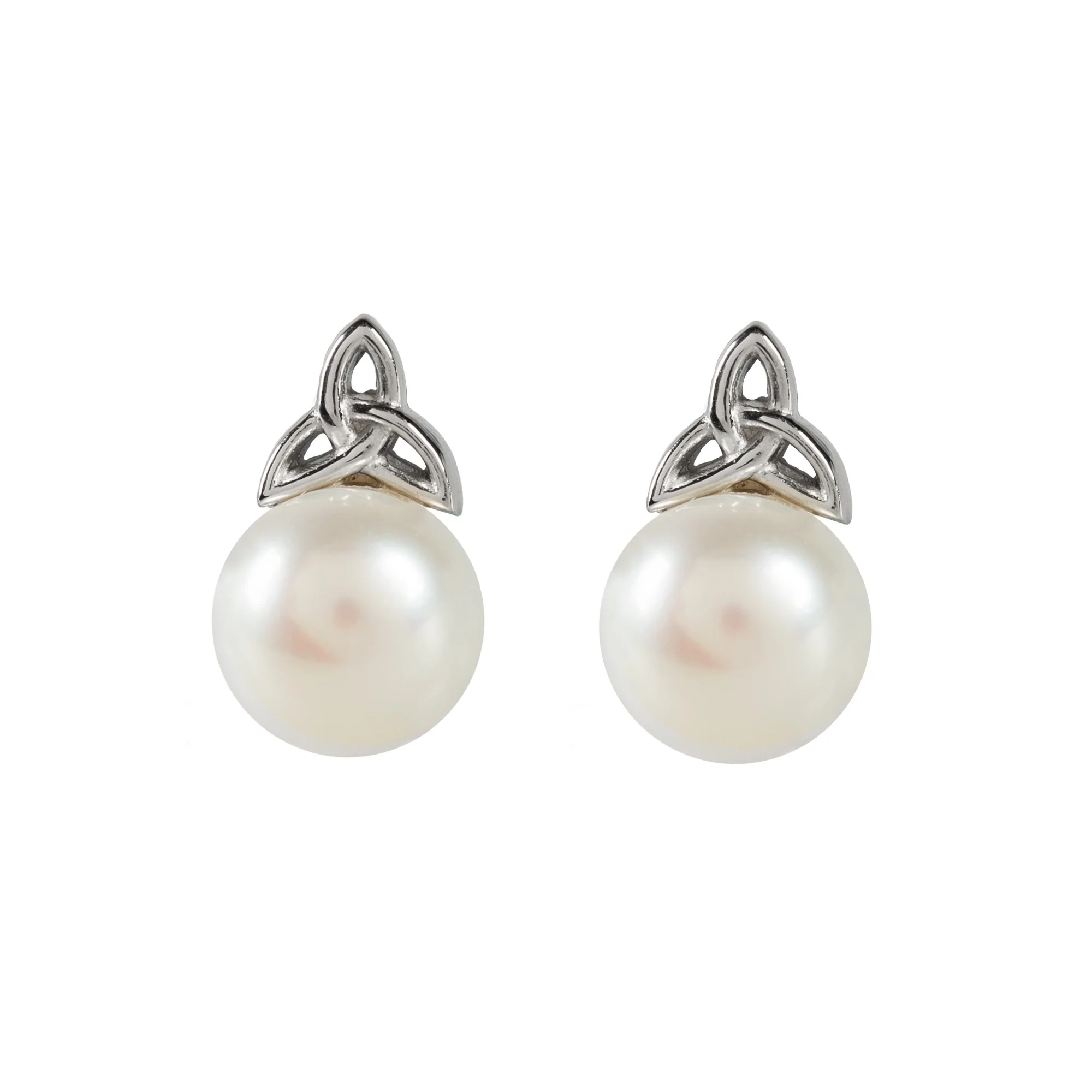 Sterling & Pearl Trinity Knot Stud Earrings - Image 4