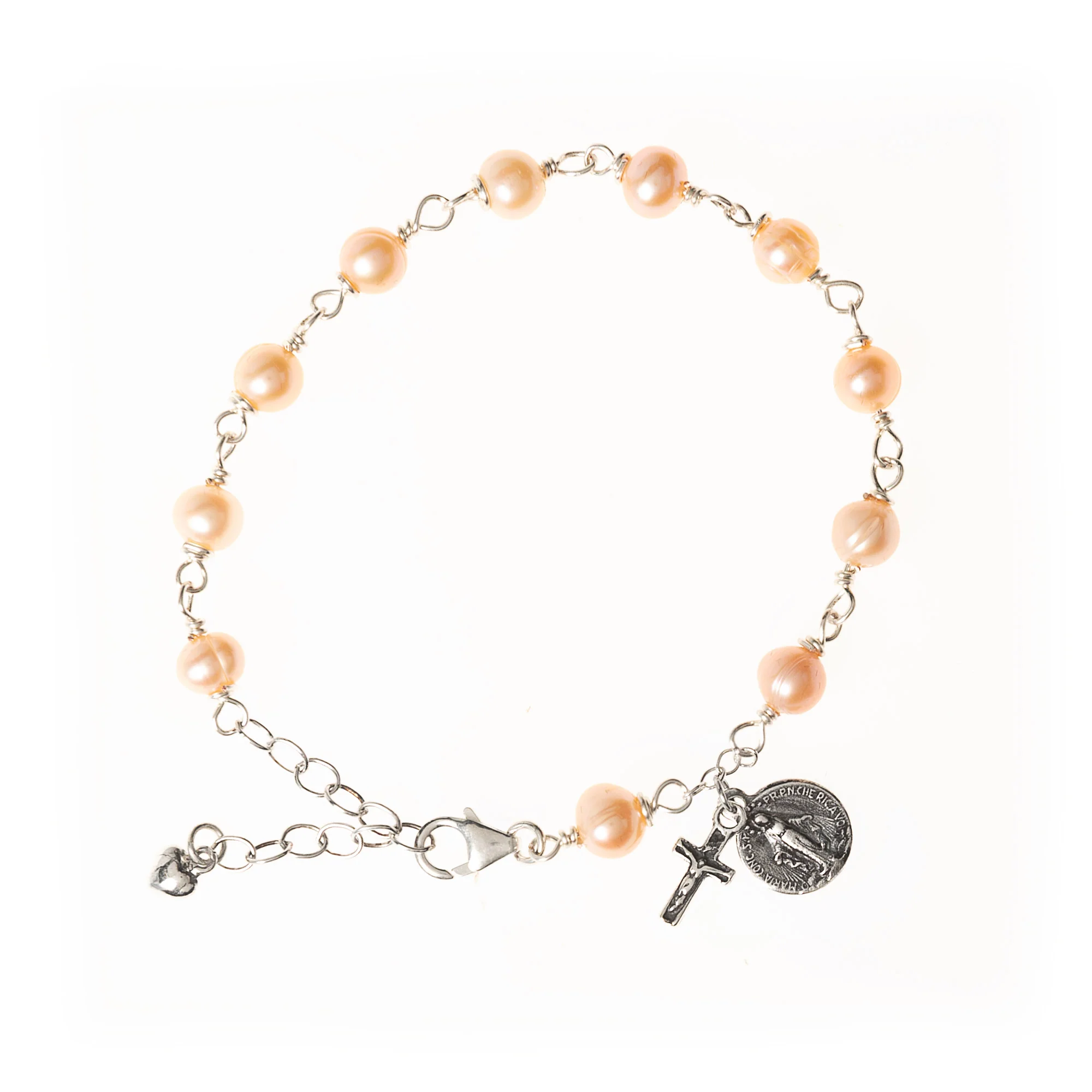 Sterling & Pink Freshwater Pearl Rosary Bracelet - Image 2