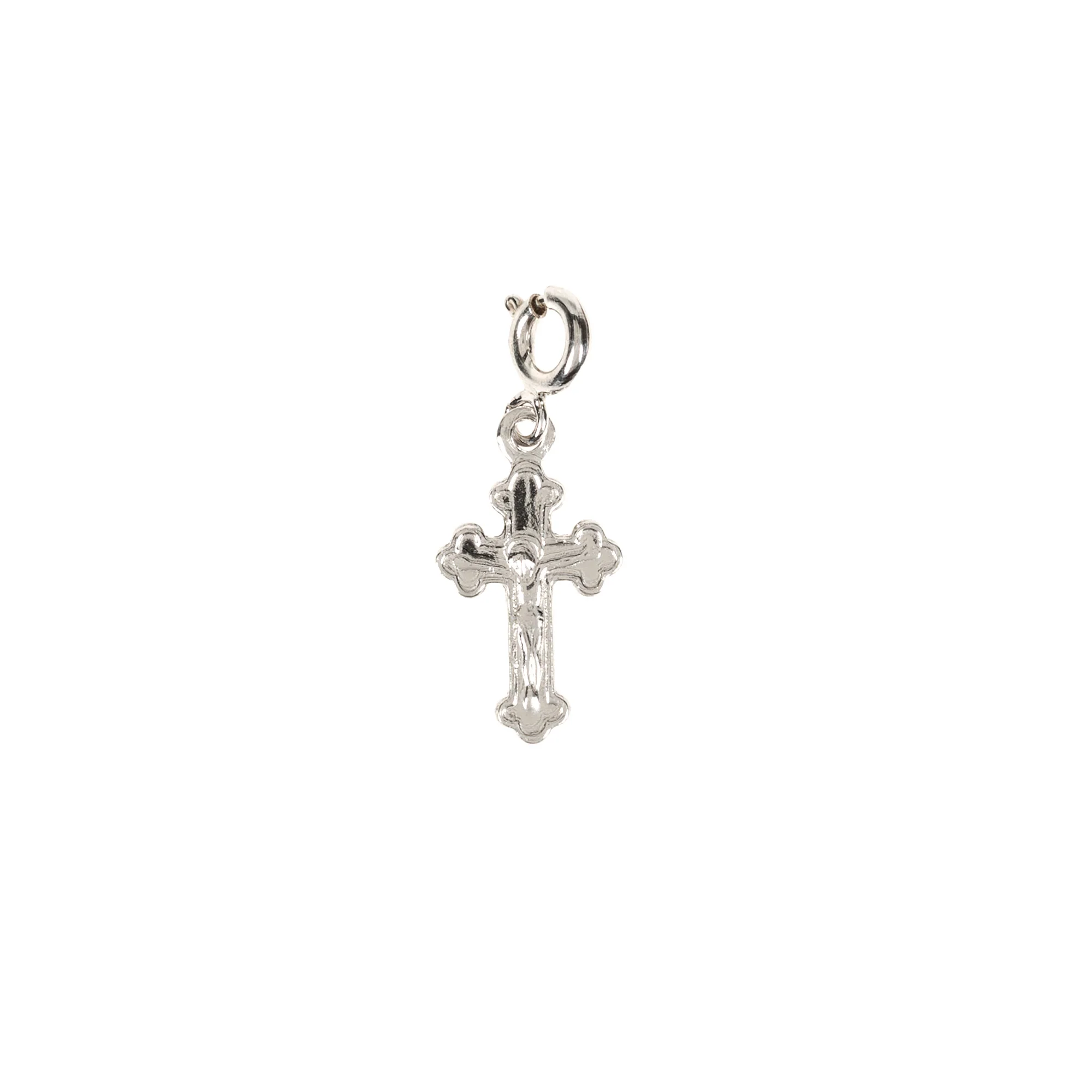 Sterling Scalloped Crucifix Clip Charm