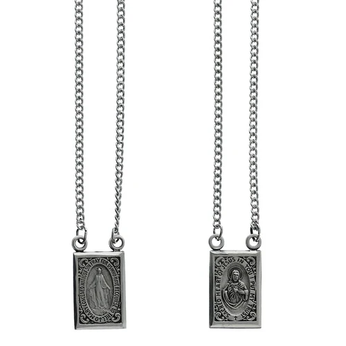 Sterling Scapular with Our Lady of Mt. Carmel & Sacred Heart Medals - Image 4