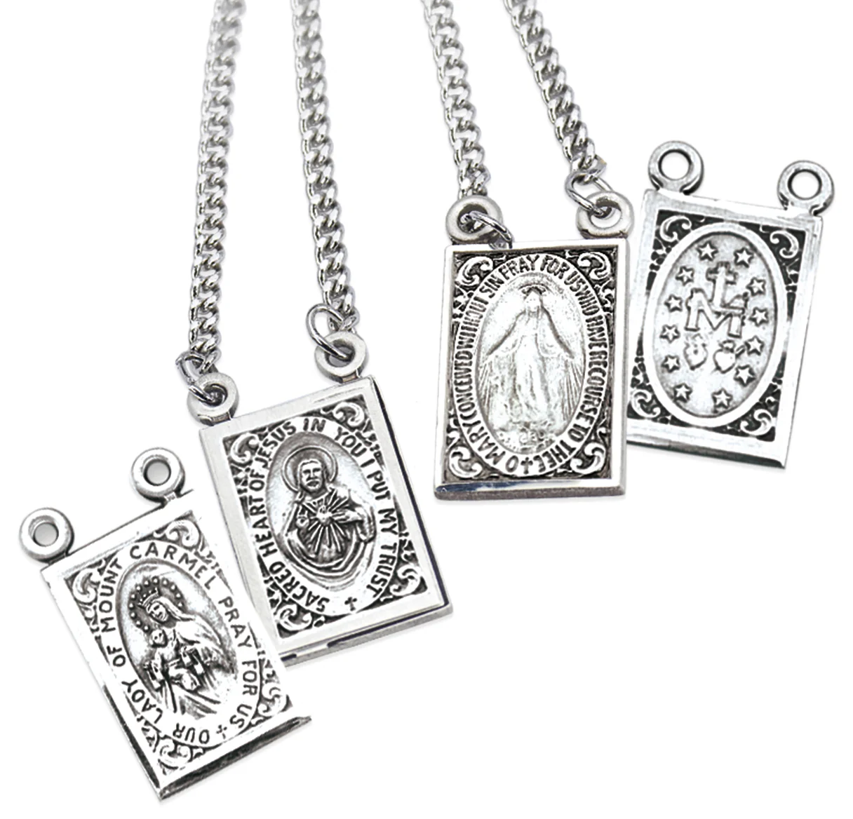 Sterling Scapular with Our Lady of Mt. Carmel & Sacred Heart Medals - Image 5