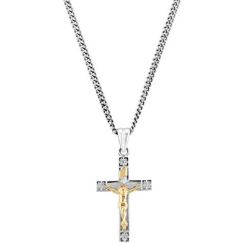 Sterling Silver & 14kt Yellow Crucifix 28X16.23