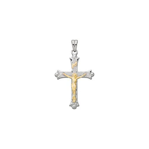 Sterling Silver & 14kt Yellow Crucifix 36.16X23.33