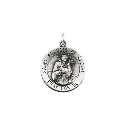 Sterling Silver 18mm Round St. Francis of Assisi Medal