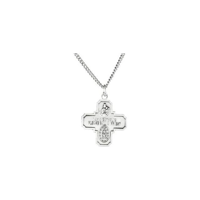 Sterling Silver 19x17.75mm Four-Way Cross Medal 18" Necklace - Image 2