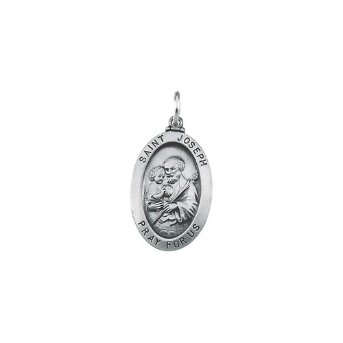 Sterling Silver 23.5x16.25mm St. Joseph Oval Medal