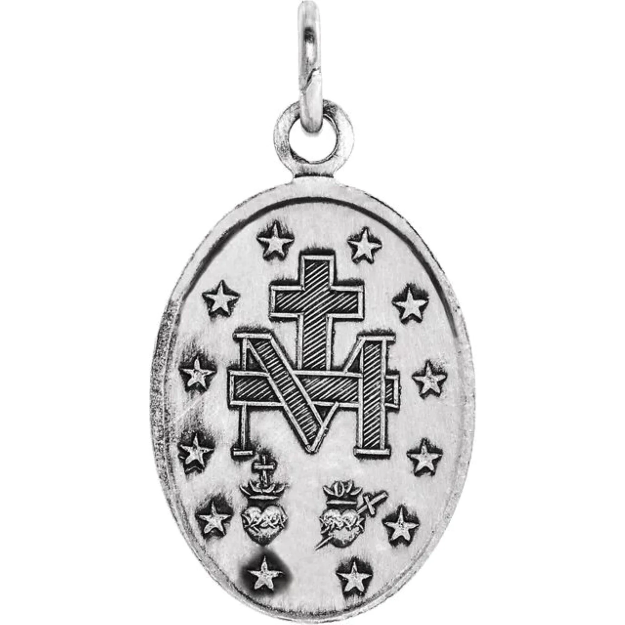 Sterling Silver 30x20mm Oval Miraculous Medal Only - Image 2