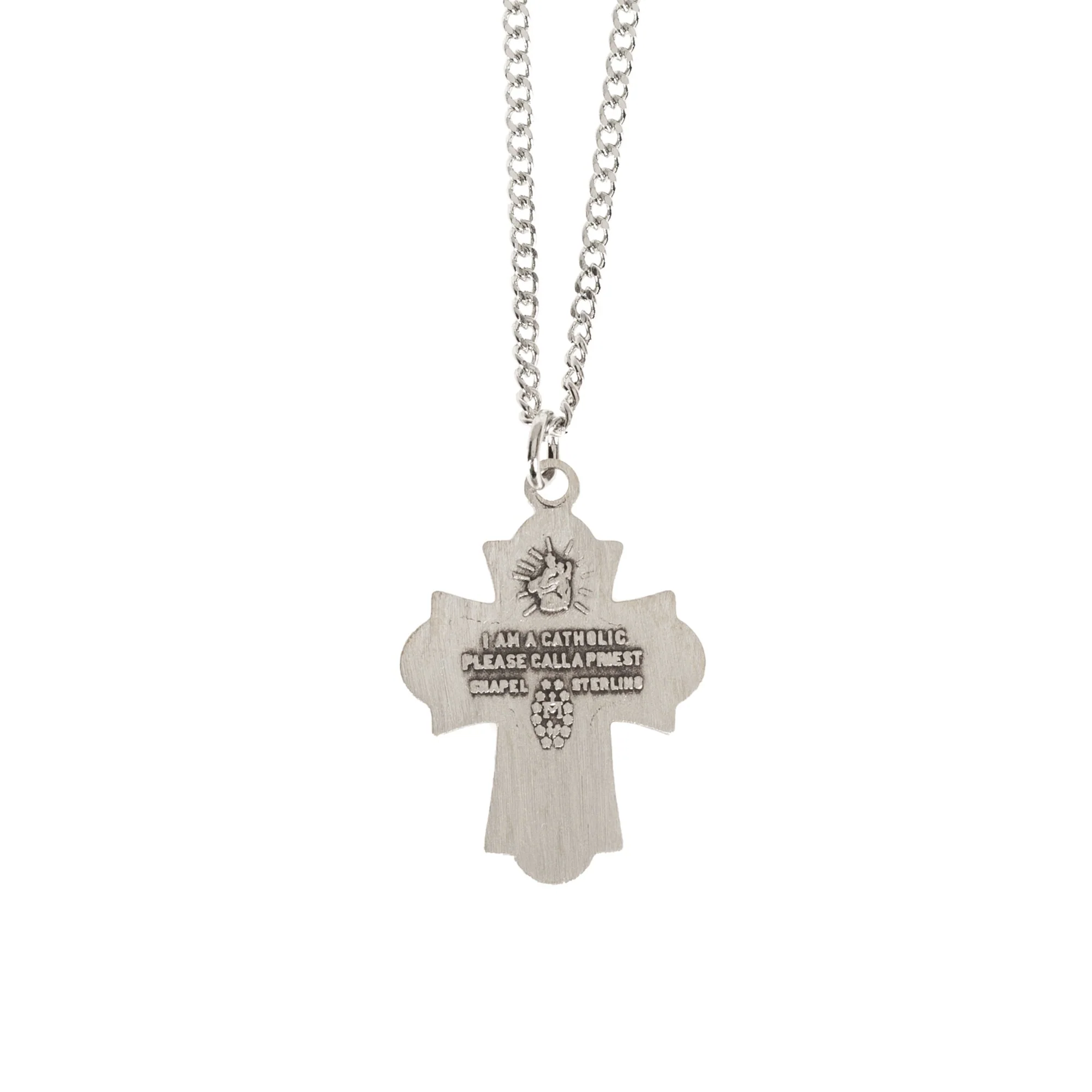 Sterling Silver 4-Way Cross First Communion Chalice Center Medal - Image 2
