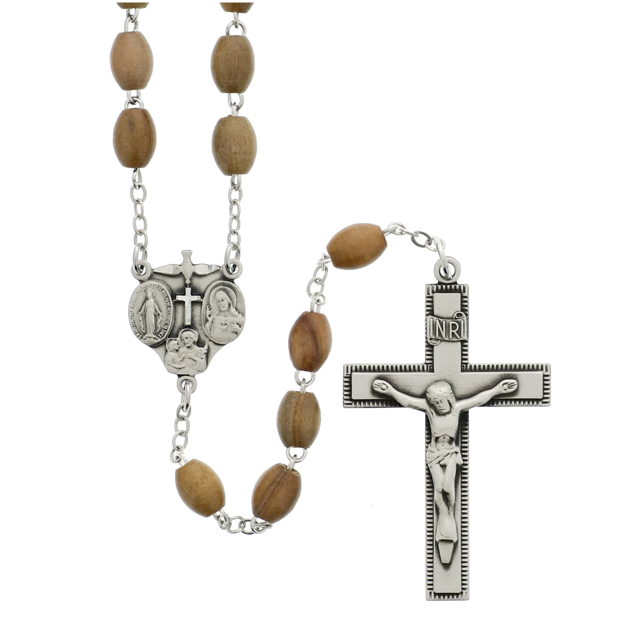 Sterling Silver 4-Way Medal Olive Wood Rosary - Image 3