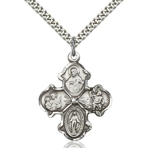 Sterling Silver 4-Way Pendant 1 1/4 X 1"