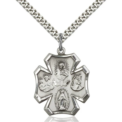 Sterling Silver 4-Way Pendant 1 X 7/8 Inch