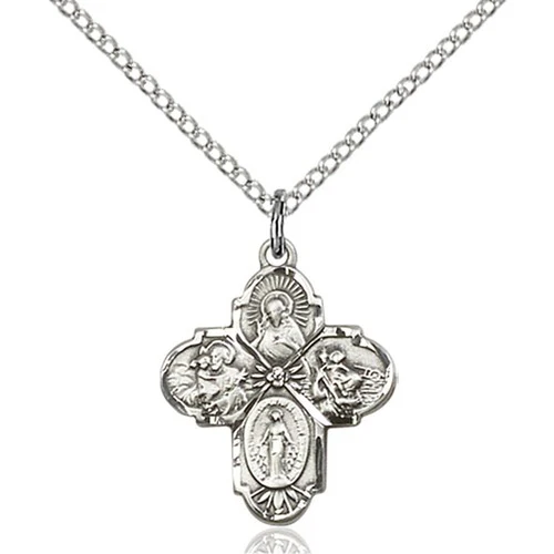 Sterling Silver 4-Way Pendant 3/4 X 5/8Inch