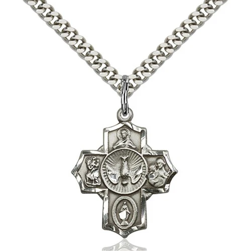 Sterling Silver 5-Way Pendant 7/8 X 5/8 Inch