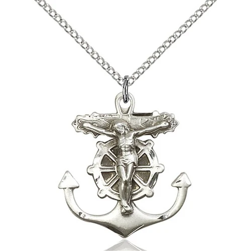 Sterling Silver Anchor Crucifix Pendant