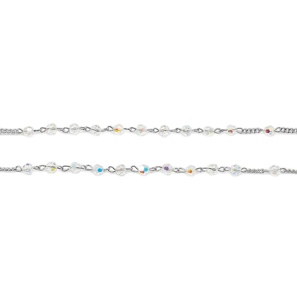 Sterling Silver Aurora Borealis Crystal Rosary - Image 8