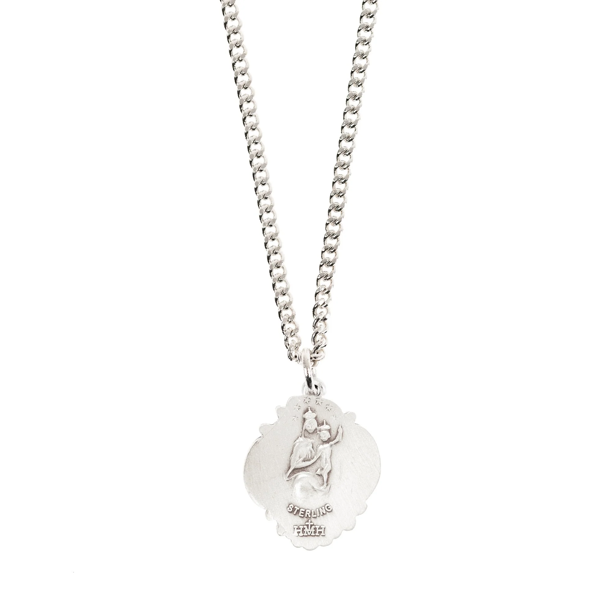 Sterling Silver Baroque Sacred Heart Scapular Necklace - Image 2