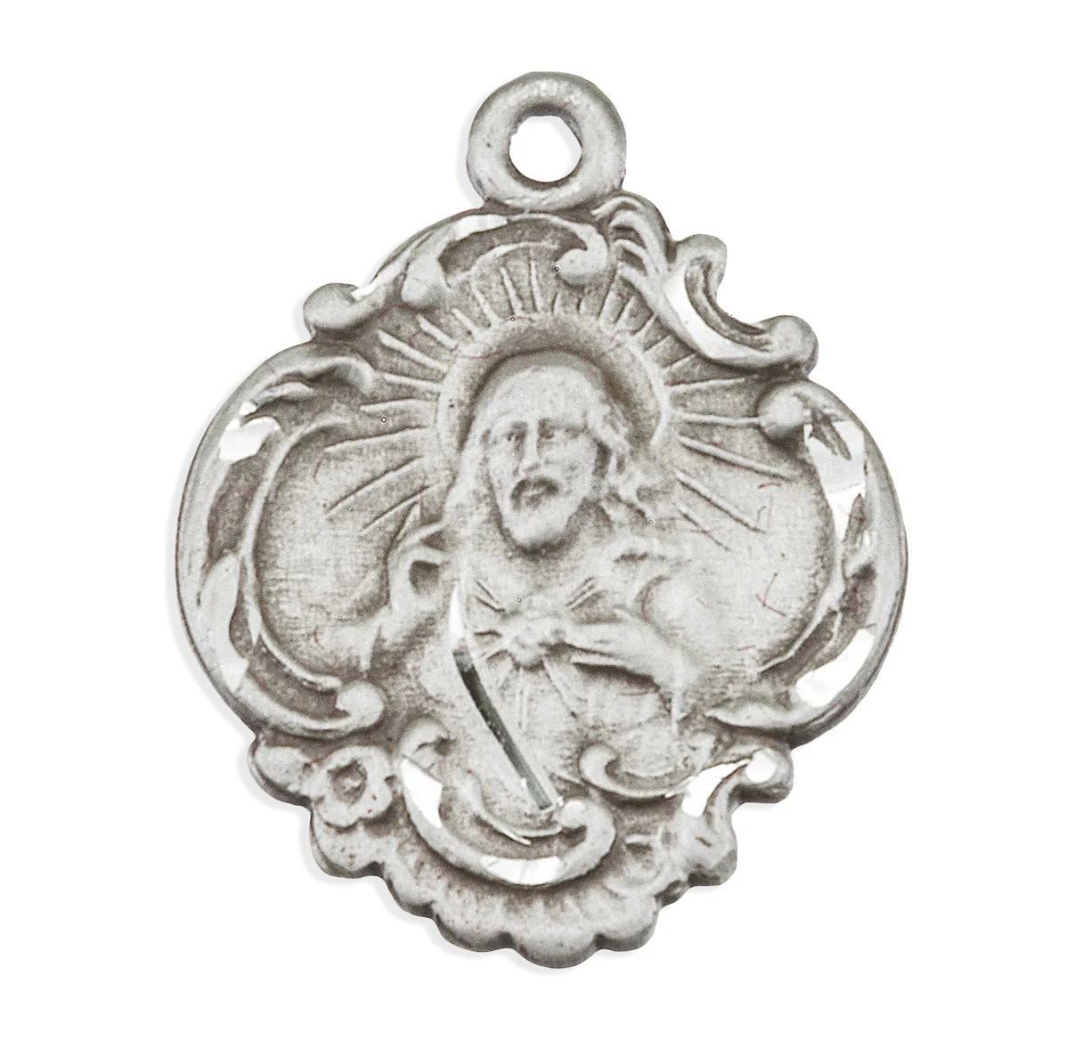 Sterling Silver Baroque Sacred Heart Scapular Necklace - Image 3