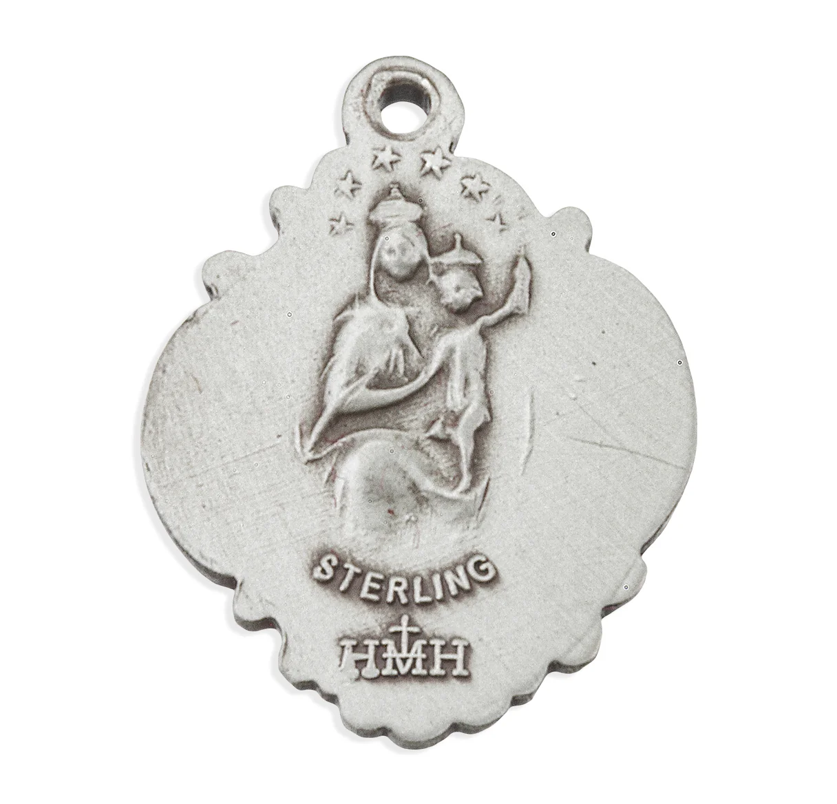 Sterling Silver Baroque Sacred Heart Scapular Necklace - Image 4